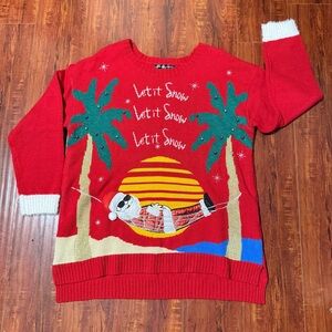 Beach Santa Christmas Sweater Women’s Sz OX  By United states Sweaters Read Info